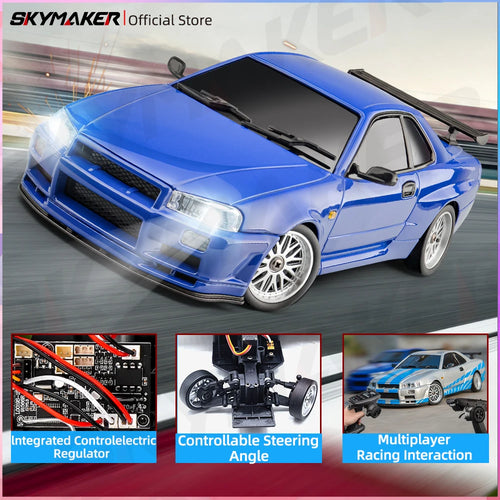 Load image into Gallery viewer, Skymaker LDRC 1/18 RC Drift Car LD1899 GTR Mode R34 2.4GHz RWD with Gyroscope on-Road Alloy Body Shell Racing Car for Boys Gifts
