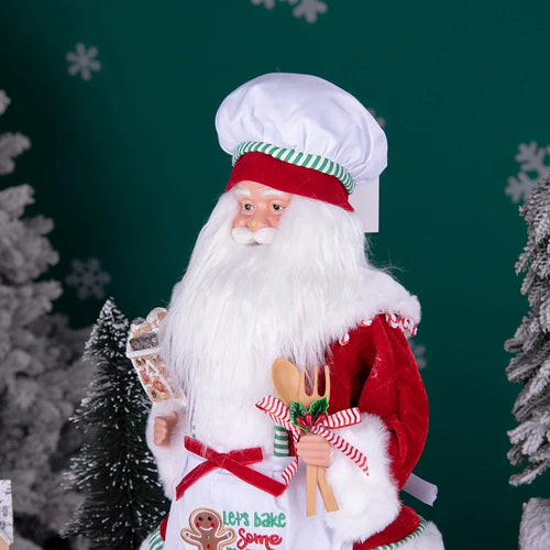 Load image into Gallery viewer, Large Size Christmas Tree Decoration Cooking Chef Santa Claus Statue Doll with Gingerbread House Christmas Tree Topper
