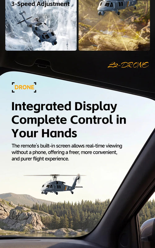 Load image into Gallery viewer, 4drc L2 Rc Helicopter 8k Aerial Camera Builtin Screen Remote Control 6axis Gyro Single Blade Black Hawk Apache Military For Boys
