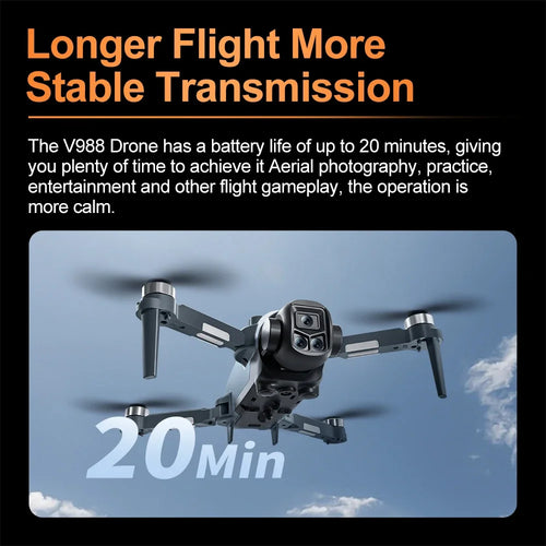 Load image into Gallery viewer, Original V988 Drone 8K HD Dual Camera Professional 5G WIFI FPV Remote control with large screen Foldable Quadcopter RC DronPlusX
