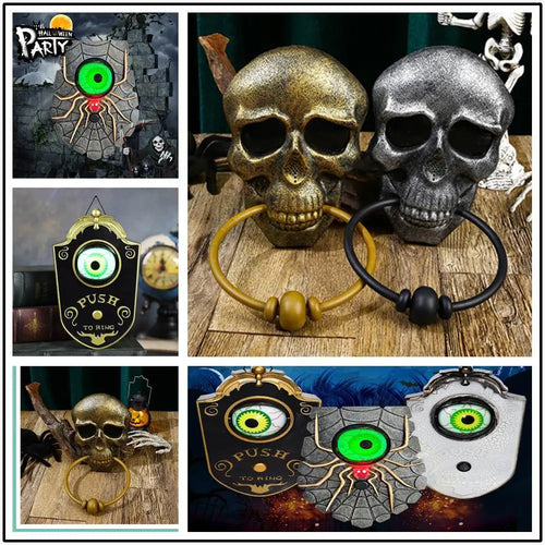 Load image into Gallery viewer, Halloween Decoration Spider Doorbell Horror Props Ghost&#39;s Day Glowing Home Hanging Electric Luminous Sound Eyeball Doorbell
