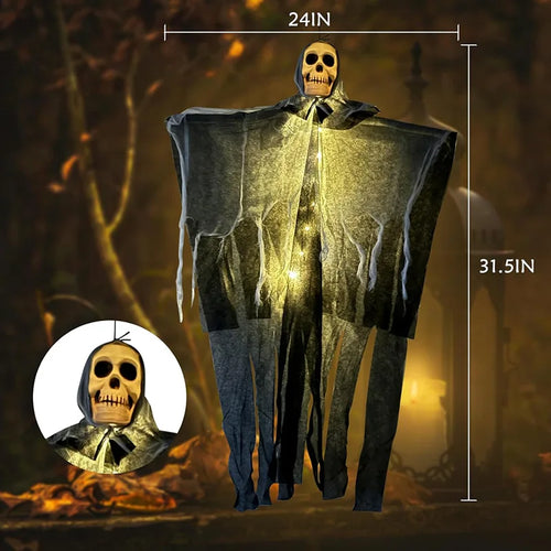 Load image into Gallery viewer, 1pcs Halloween Glowing Skull Skeleton Gauze Hanging Ghost Home Outdoor Garden Decoration Halloween Party Horror Ghost Props 2025
