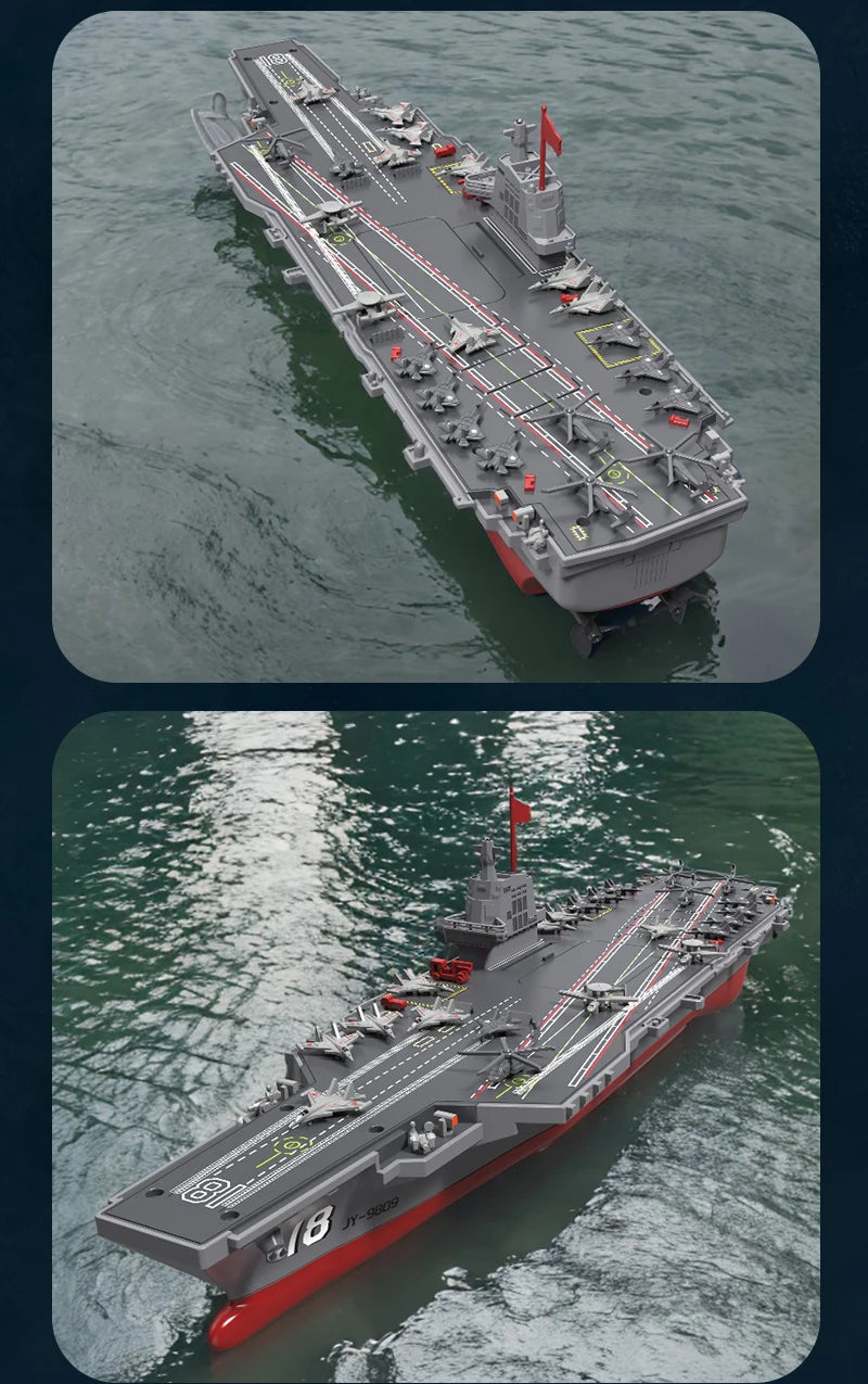 JJRC S19 RC Aircraft 2.4G Remote Control Battleship Boat RC Boat Auto Water Sensor Carrier Boat Toys Gift for Kids Boys