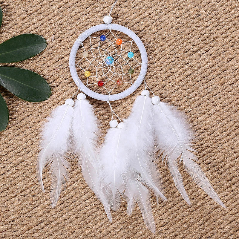 Fashion Creative Dream Catcher With Green White Red Coffee Feathers Home Wedding Office Decorations Craft Birthday Festival Gift