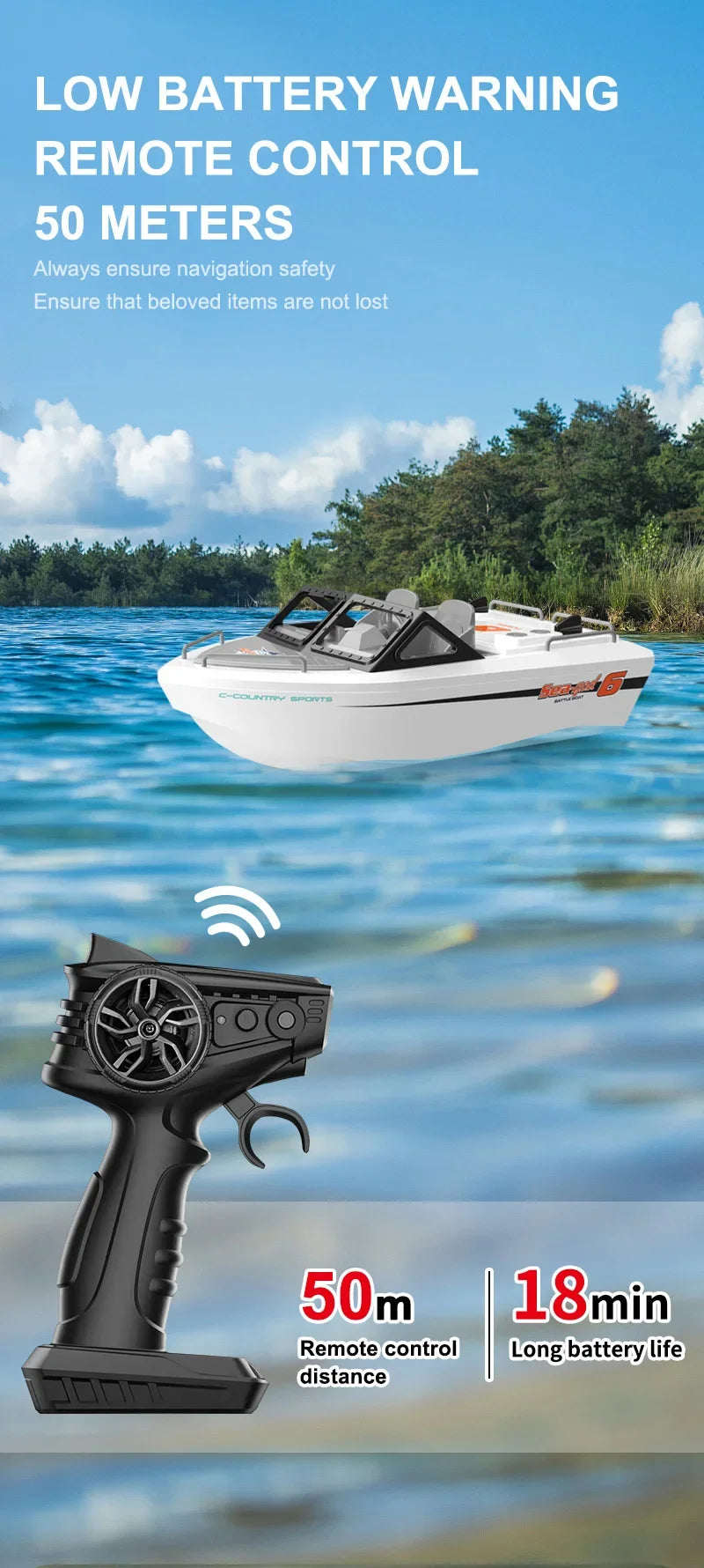 Toy Boat 1/12 Remote Control Go Kart 2.4G High-Speed Vortex Spray Brushless Water Electric Cool Boy Ship Model