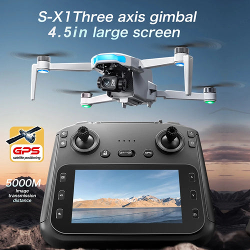Load image into Gallery viewer, New S-X1 Quadcopter Drone: 4K Camera, 3-Axis Gimbal w/EIS, 5G GPS | Pro Aerial Photo Gift with Foldable Design
