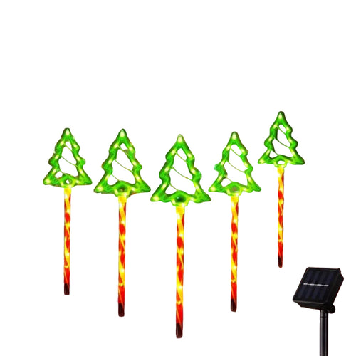 Load image into Gallery viewer, 5pc/set solar candy Christmas tree ground installation decorative lights outdoor garden lawn LED lights courtyard lights
