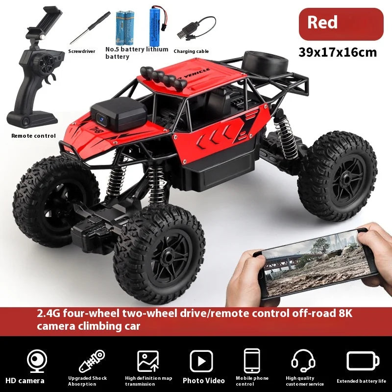 Trendy And Cool Oversized Remote Four-Wheel Drive Climbing Big Foot Car, Six Wheel Drive Racing Car, Boys' Charging Toy Car