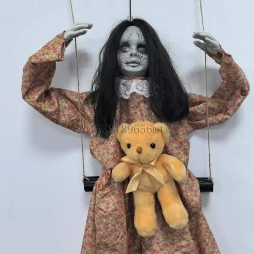 Load image into Gallery viewer, Scary Halloween Decorations Sound Activated Swinging Ghostly Doll with Light Up Eye for Garden Yard Indoor and Outdoor B03D
