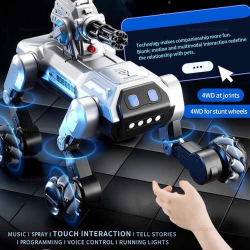 Load image into Gallery viewer, 2025 New 2.4G Remote Control Robot Dog with Singing Dancing Follow Mode 360° Rotating launching Cannon Puppy Toys Gifts For Kid
