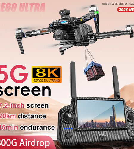 AE60 Ultra Professional Drone With 8K Camera GPS 3-Axis Gimbal Obstacle Avoidance Touch Screen FPV Brushless RC Drones Boy Toys