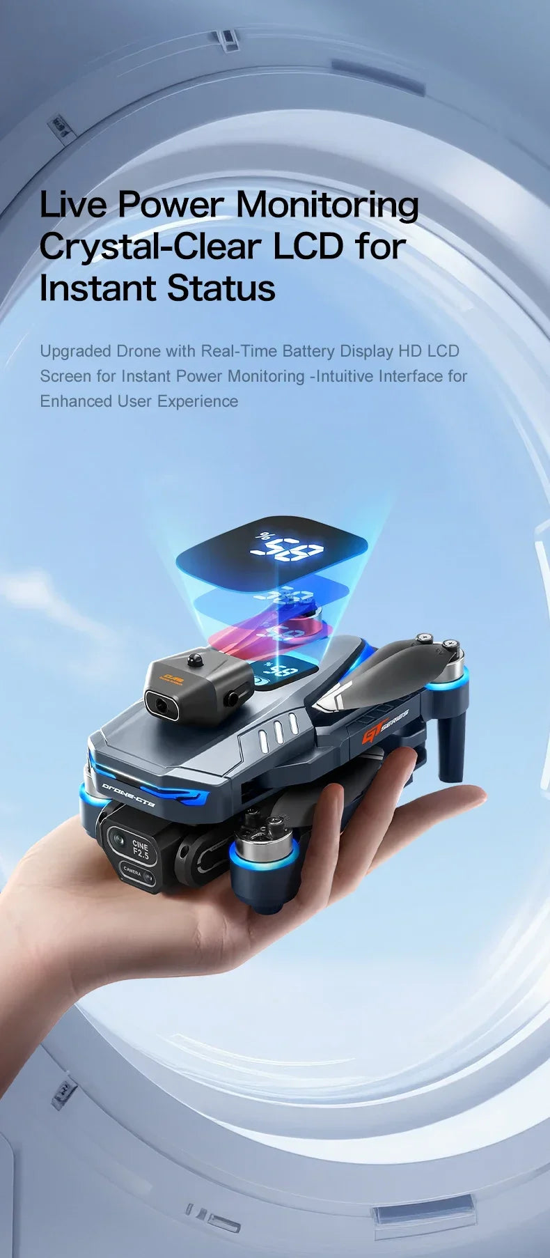 GT8 Drone 4K HD Camera Obstacle Avoidance Aerial Photography Brushless Drone with Screen Foldable RC Drone Quadcopter RTF