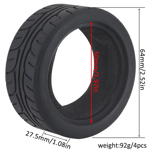 Load image into Gallery viewer, 1:10 On-road Car Tires 63-68mm High Grip Rubber Tyre Hot Melt Tire Hsp 94123 Hpi Himoto Fw06 Tt01 Abrasion Resistant Racing Car
