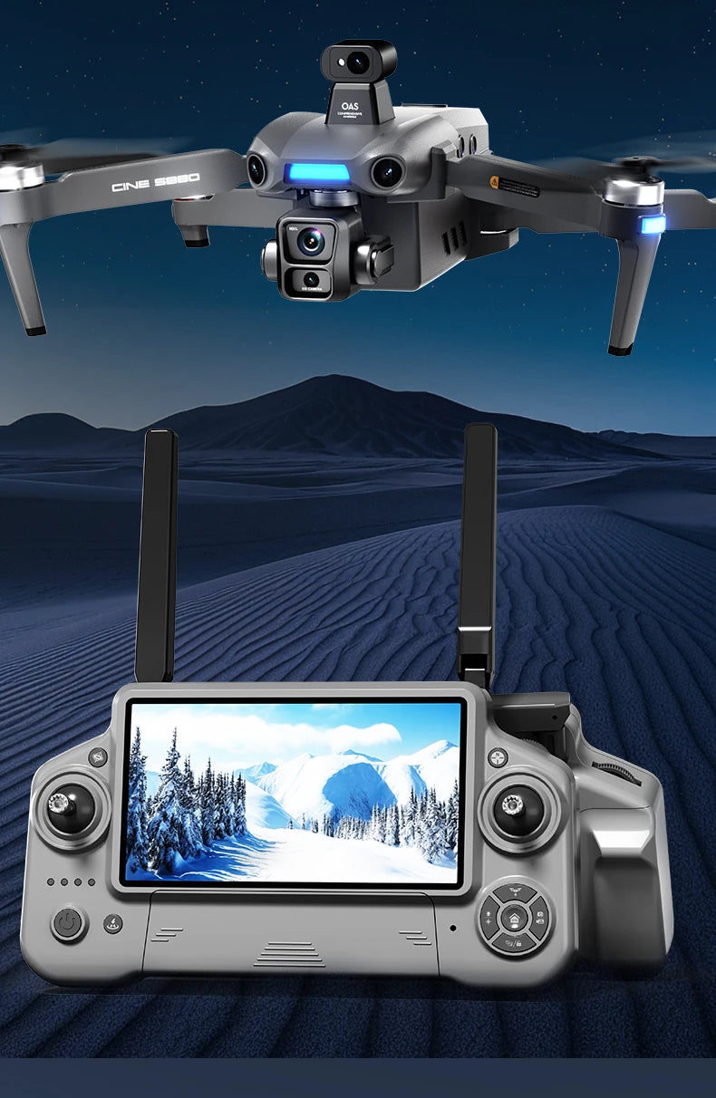 S880 Flagship Drone 8K Dual Cameras 3-Axis Gimbal 5G FPV GPS Return TouchScreen RC Obstacle Avoidance Optical Flow Hovering Dron