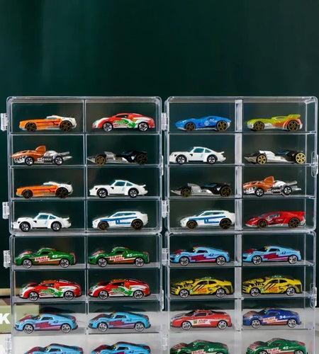 Acrylic Car 1pc Display case 1:64 For Kids holds 8 cars