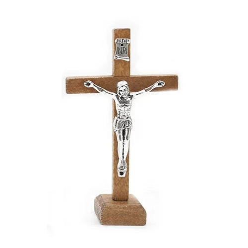Load image into Gallery viewer, 1Pc Wooden Catholic Jesus Cross with Stand Vintage Religious Christian Standing Crucifix Church Home Shelf Tabletop Ornaments
