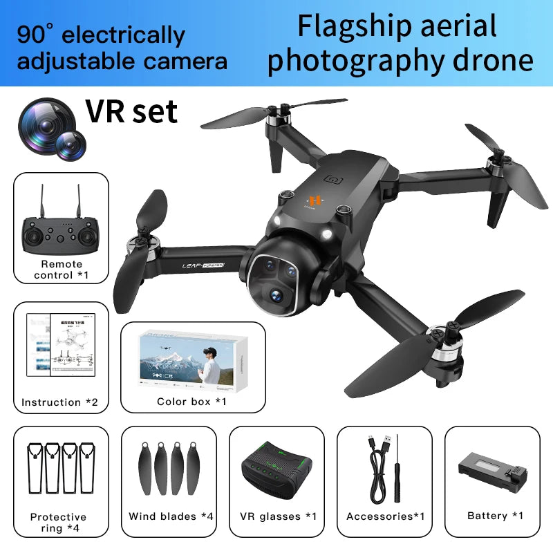 2025 New H21 VR Drone 4K HD Professional 90° ESC Camera Brushless motor Optical flow hovers Quadcopter Drones Gifts Toys