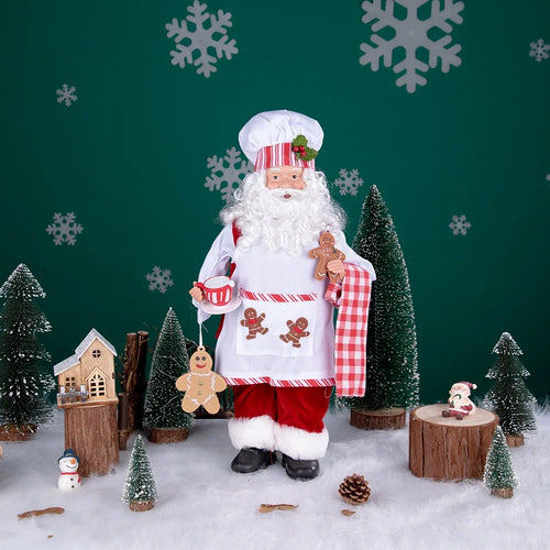 Load image into Gallery viewer, Large Size Christmas Tree Decoration Cooking Chef Santa Claus Statue Doll with Gingerbread House Christmas Tree Topper
