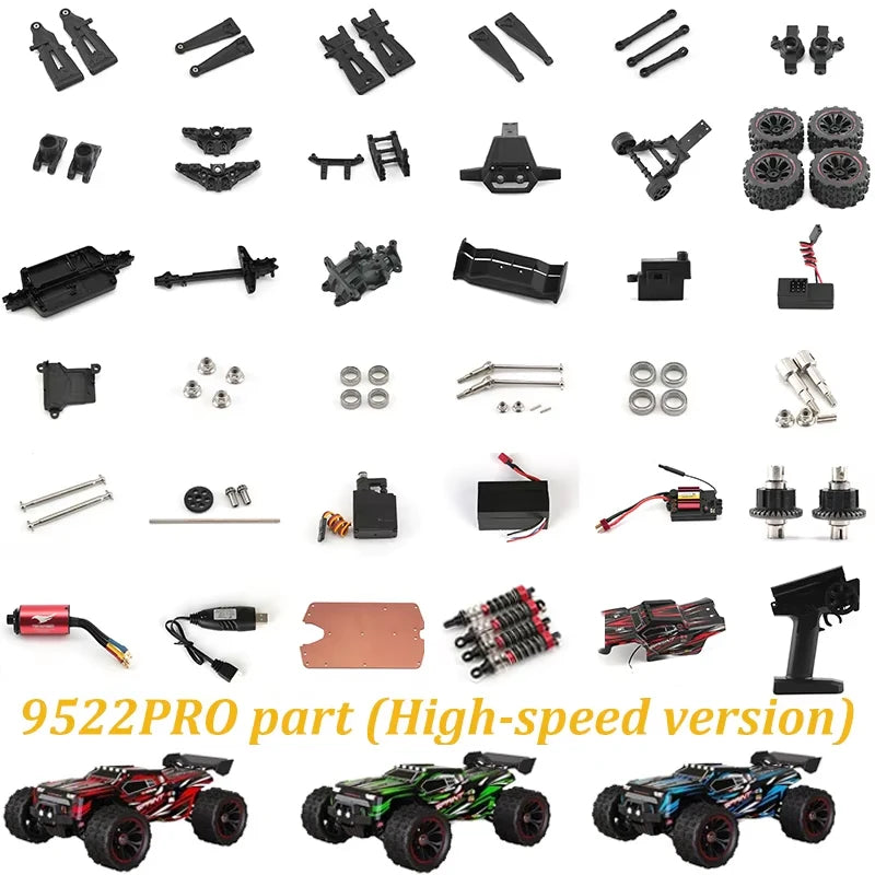 9522PRO 85KM/H High-Speed RC Automobile Parts Arm Turning Cup Drive Shaft Gear Differential Gearbox Steering Tie Rod Tire Motor