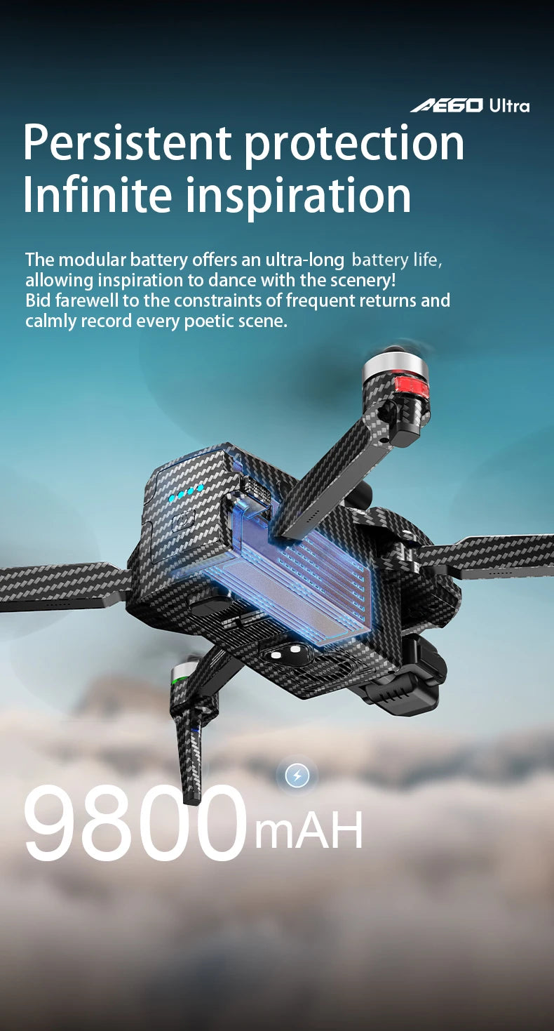 AE60 Ultra Professional Drone With 8K Camera GPS 3-Axis Gimbal Obstacle Avoidance Touch Screen FPV Brushless RC Drones Boy Toys