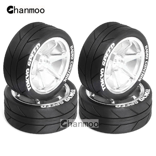 Load image into Gallery viewer, 1/10 RC Racing Wheels Tires Metal Wheel Rims Hub12mm Hex for 1:10 RC On Road Car Tamiya TT01 TT02 XV01 XV02 PTG-2 HSP HPI Kyosho
