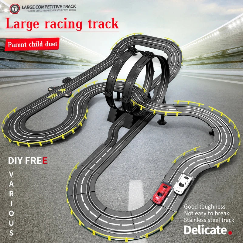 Slot car track Electric rail car 1:43 double remote control racing track toy automatic racing electric track children Christmas gift
