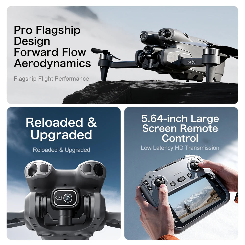 GT50 Drone 4.3-Inch Screen Remote Control 8K EIS 183g Lightweight Beginner Foldable GPS Quadcopter for Adults Travel
