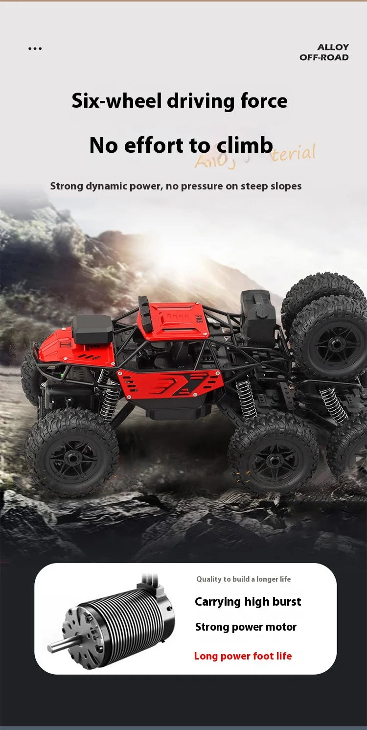 Trendy And Cool Oversized Remote Four-Wheel Drive Climbing Big Foot Car, Six Wheel Drive Racing Car, Boys' Charging Toy Car