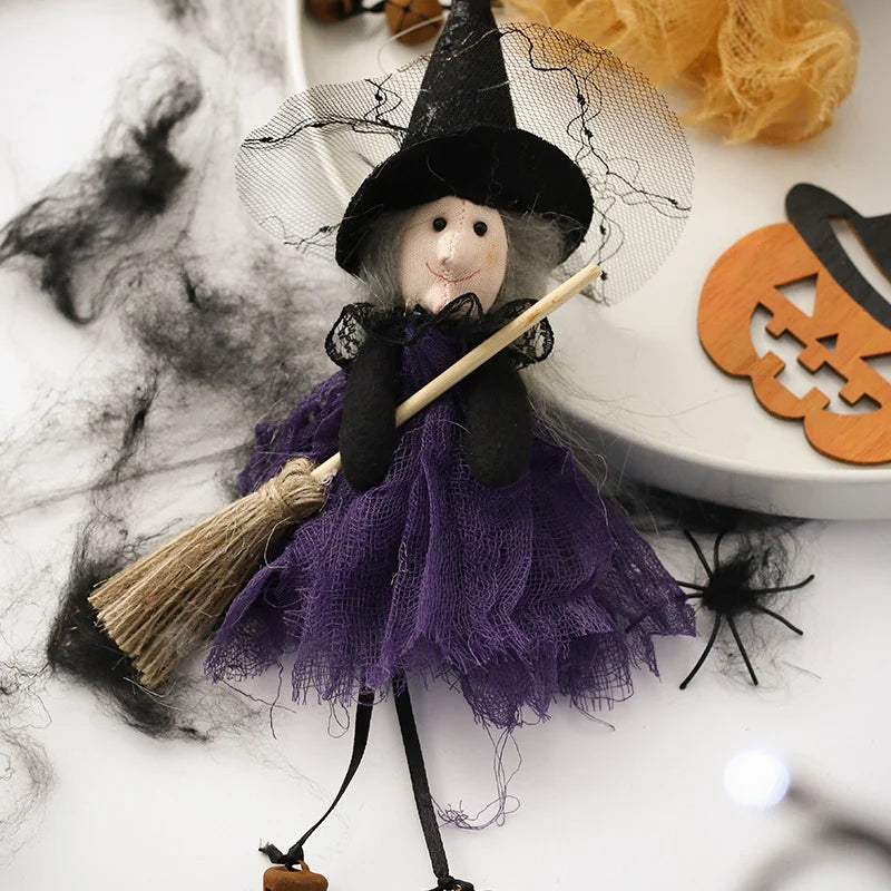 Halloween Ghost Festival Witch Figurine Hanging Doll DIY Decoration Pendant Ornaments for Party Haunted House Decorate Props