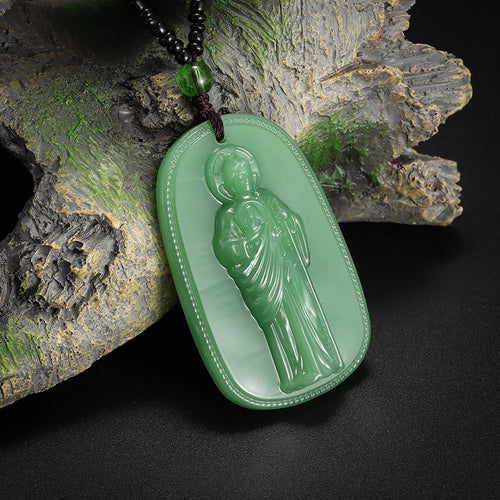 Load image into Gallery viewer, Classic Jade Catholic Saint Benito Statue Pendant Necklace Men Women Saint Benedict Prayer Exorcism Jewelry Accessories
