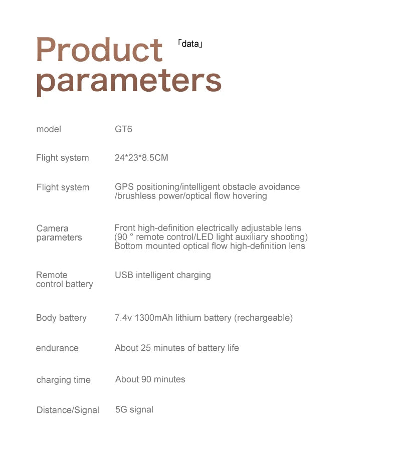 New GT6 Drone 8K Professional HD Dual Camera GPS Smart Return 5G WIFI Obstacle Avoidance Brushless Foldable Quadcopter Dron