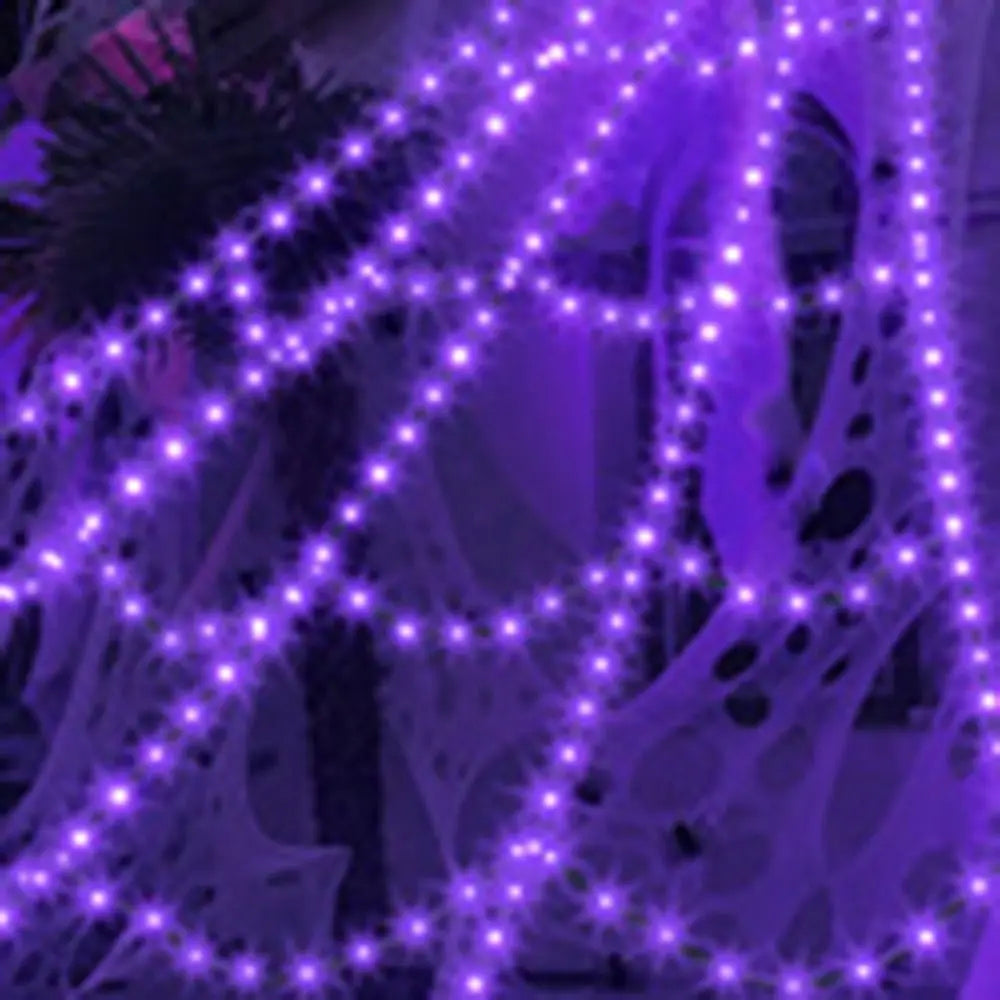 8 Modes Halloween Spider Web Lights Waterproof Glow LED Spider Net 5m Triangle Luminous Halloween Spider Indoor Outdoor