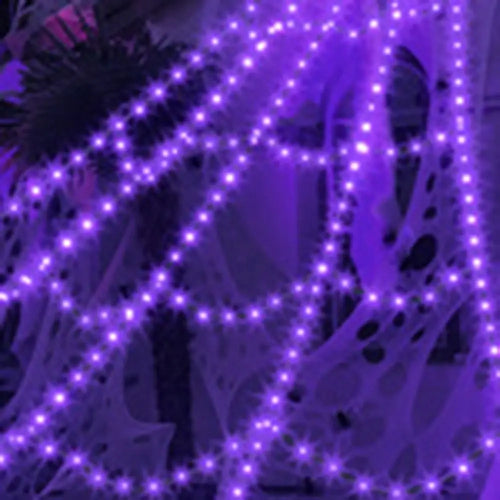Load image into Gallery viewer, 8 Modes Halloween Spider Web Lights Waterproof Glow LED Spider Net 5m Triangle Luminous Halloween Spider Indoor Outdoor
