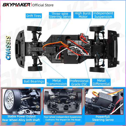 Load image into Gallery viewer, Skymaker LDRC 1/18 RC Drift Car LD1899 GTR Mode R34 2.4GHz RWD with Gyroscope on-Road Alloy Body Shell Racing Car for Boys Gifts
