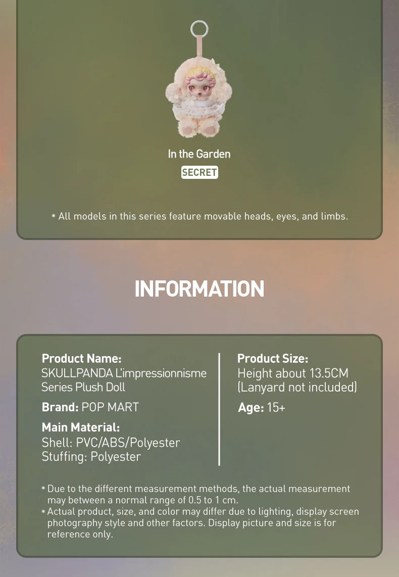 POP MART SKULLPANDA L’impressionnisme Series Plush Doll Blind Box 1PC/9PCS Mystery Box Limited to 2pc/2set per order