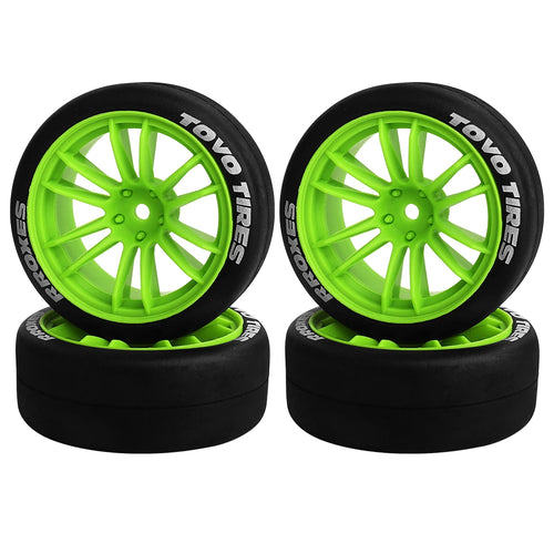 Load image into Gallery viewer, 4pcs 1/10 65mm Hard Drift Tire Tyre Wheel for Tamiya TT01 TT02 XV01 PTG-2 Kyosho HPI HSP RC Drift Car On Road Touring Racing Car
