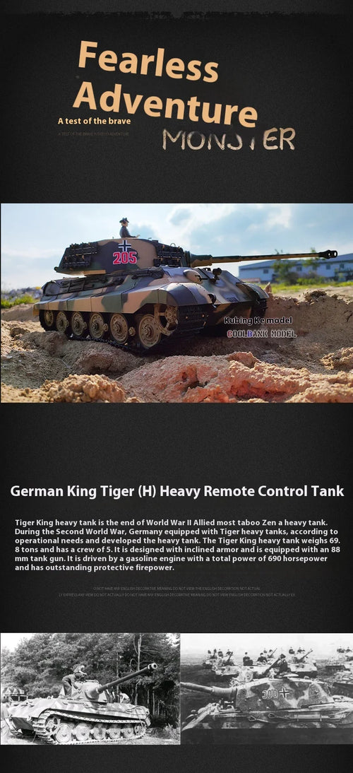 Load image into Gallery viewer, Henglong German Tiger King Remote-Controlled Tank 1/16 Metal Toy Car Professional Electric Tracked Off-Road Military Tank Model
