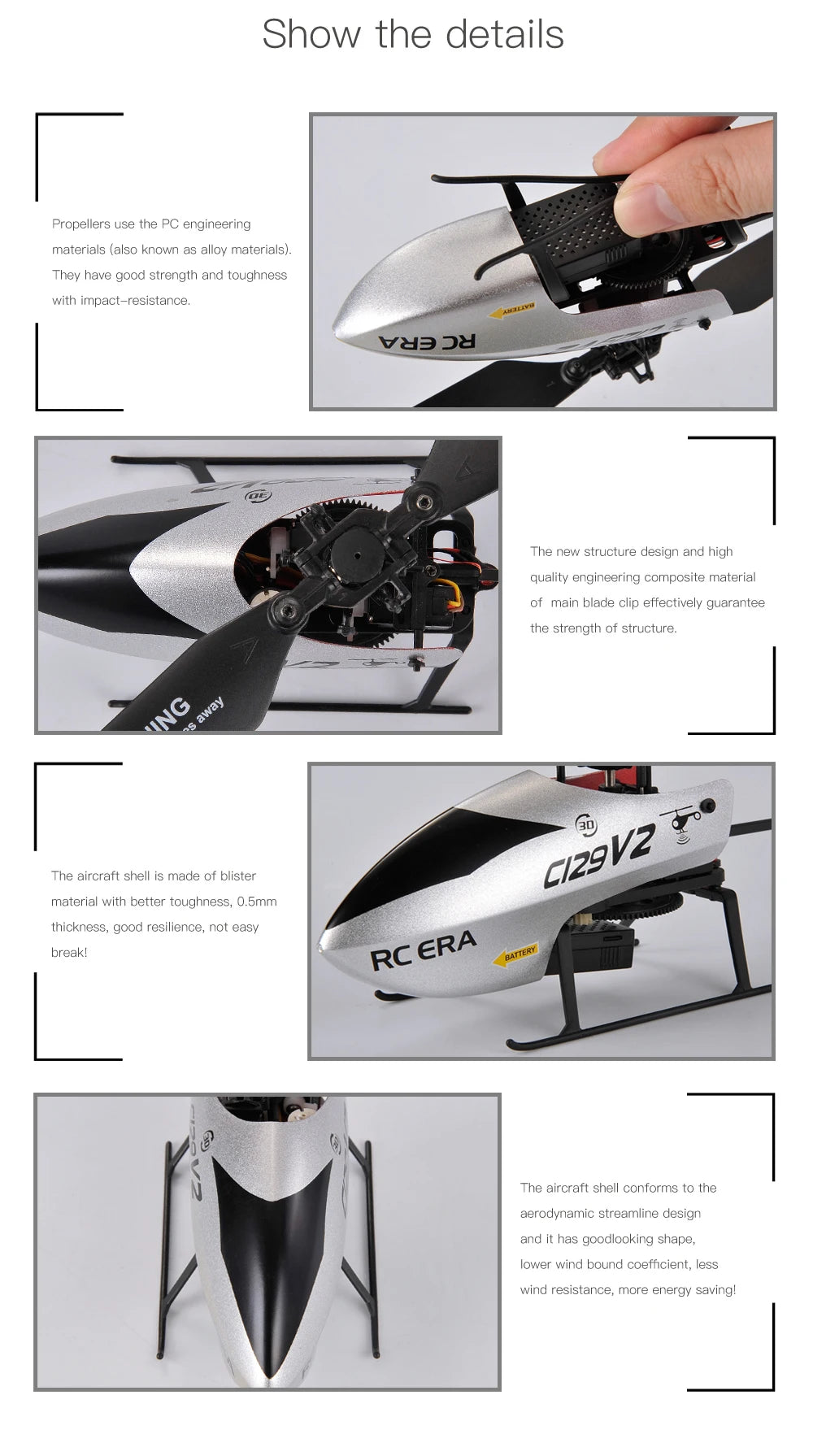 RC ERA C129V2 RTF RC Helicopter 2.4GHz 6-axis Gyroscope One Click 3D Flip Remote Control Aircraft Hobby Toys