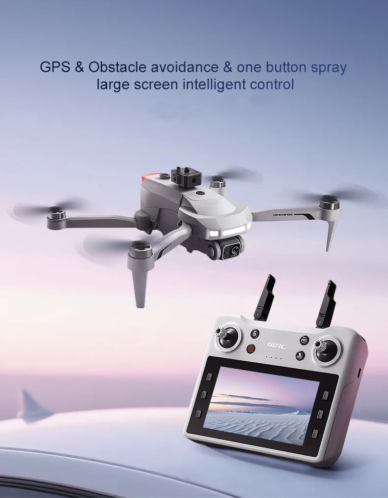 Professional Aerial GPS Return Large Screen FPV RC Drone 8K Auto Spray Optical Flow Obstacle Avoidance Remote Control Quadcopter