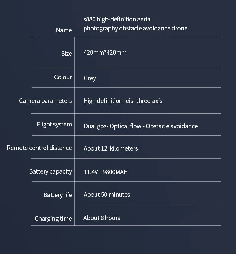 S880 Flagship Drone 8K Dual Cameras 3-Axis Gimbal 5G FPV GPS Return TouchScreen RC Obstacle Avoidance Optical Flow Hovering Dron