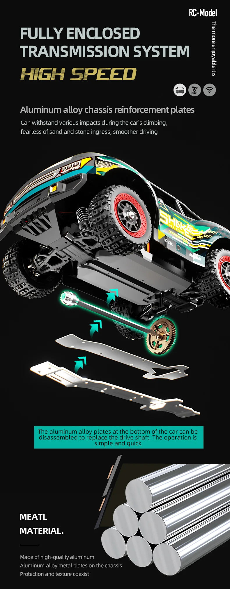 Jjrc C8820 Carbon Brush Full Scale Remote Control Car 4wd Short Truck Off-Road Professional Racing High-Speed Car Adult Rc Toys