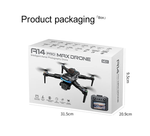 Load image into Gallery viewer, New upgraded A14 Pro Max GPS Brushless 8K three Camera Optical Flow Obstacle Avoidance Foldable Quadcopter RC Distance Drone Toy
