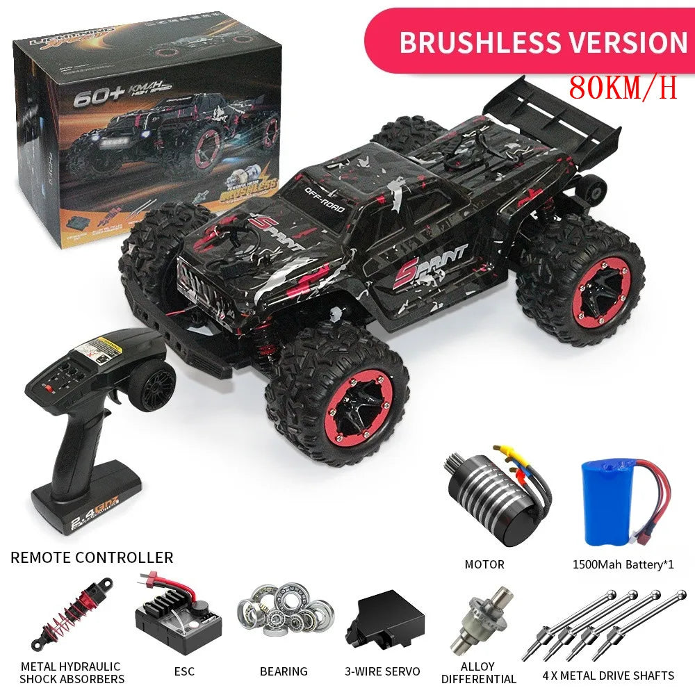 80KM/H 1:18 Full Scale High Speed RC Truck Car 4WD Off Road Independent Suspension Brushless Drift Racing Remote Control Car Toy