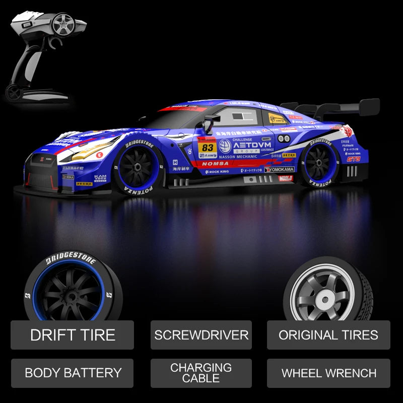 Rc Car 4WD Drift Racing 2.4G Dual Motors 40km/H 40 Minutes Long Battery Life 1:16 GTR Remote Control Car Outdoor Racing Car Toys