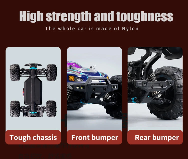 Rc Car Off Road 4x4 High Speed 75KM/H Remote Control Car With LED Headlight Brushless 4WD 1/16 Monster Truck Toys For Boys Gift