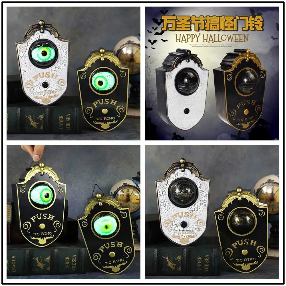 Halloween Decoration Spider Doorbell Horror Props Ghost's Day Glowing Home Hanging Electric Luminous Sound Eyeball Doorbell