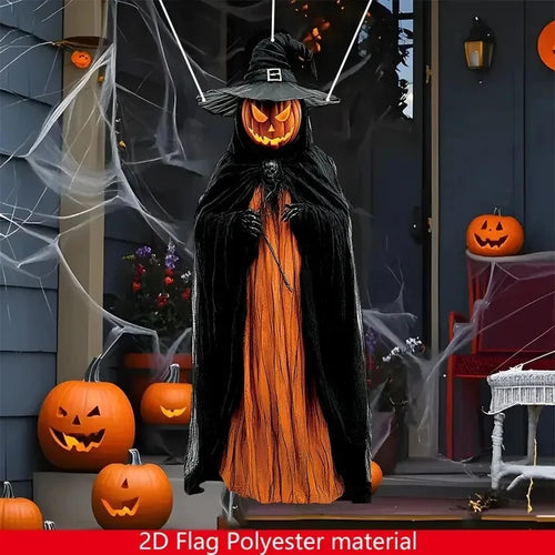 Load image into Gallery viewer, 2D Halloween Horror Evil Pumpkin Man hanging Background Cloth Halloween Terror Atmosphere Indoor and Outdoor Decoration Supplies
