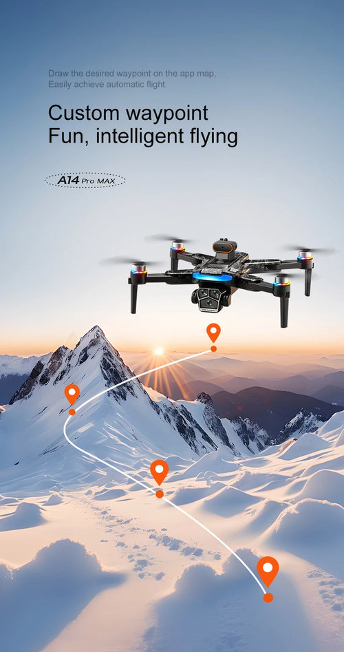 Load image into Gallery viewer, New upgraded A14 Pro Max GPS Brushless 8K three Camera Optical Flow Obstacle Avoidance Foldable Quadcopter RC Distance Drone Toy
