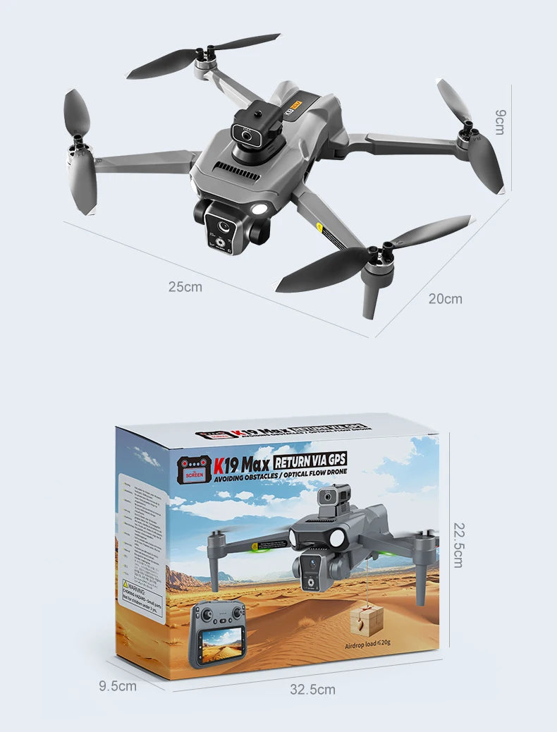 2025 New K19Max RC Drone 8K HD Camera 5G GPS Optical Flow With 360°Laser Obstacle Avoidance RC Helicopter For Boy Adult Toy Gifs