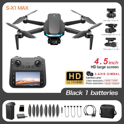 Load image into Gallery viewer, New S-X1 Quadcopter Drone: 4K Camera, 3-Axis Gimbal w/EIS, 5G GPS | Pro Aerial Photo Gift with Foldable Design
